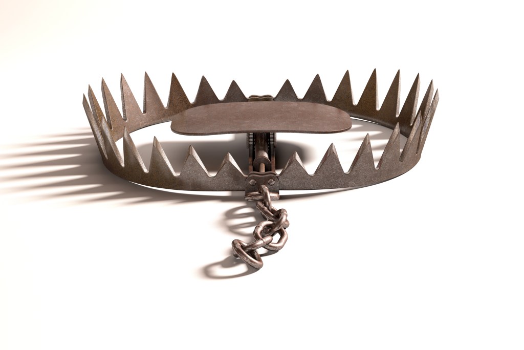 Bear trap on white background with clipping path included.